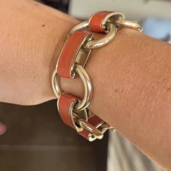Anne Klein Accessories - Leather and Gold Chain Link Bracelet